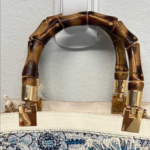 Made In India | Botanical Beaded Mini Tote w/ Bamboo Handles - Picture 8 of 14